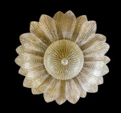Graceful Amber Gold Murano Glass Leave Ceiling Light or Chandelier