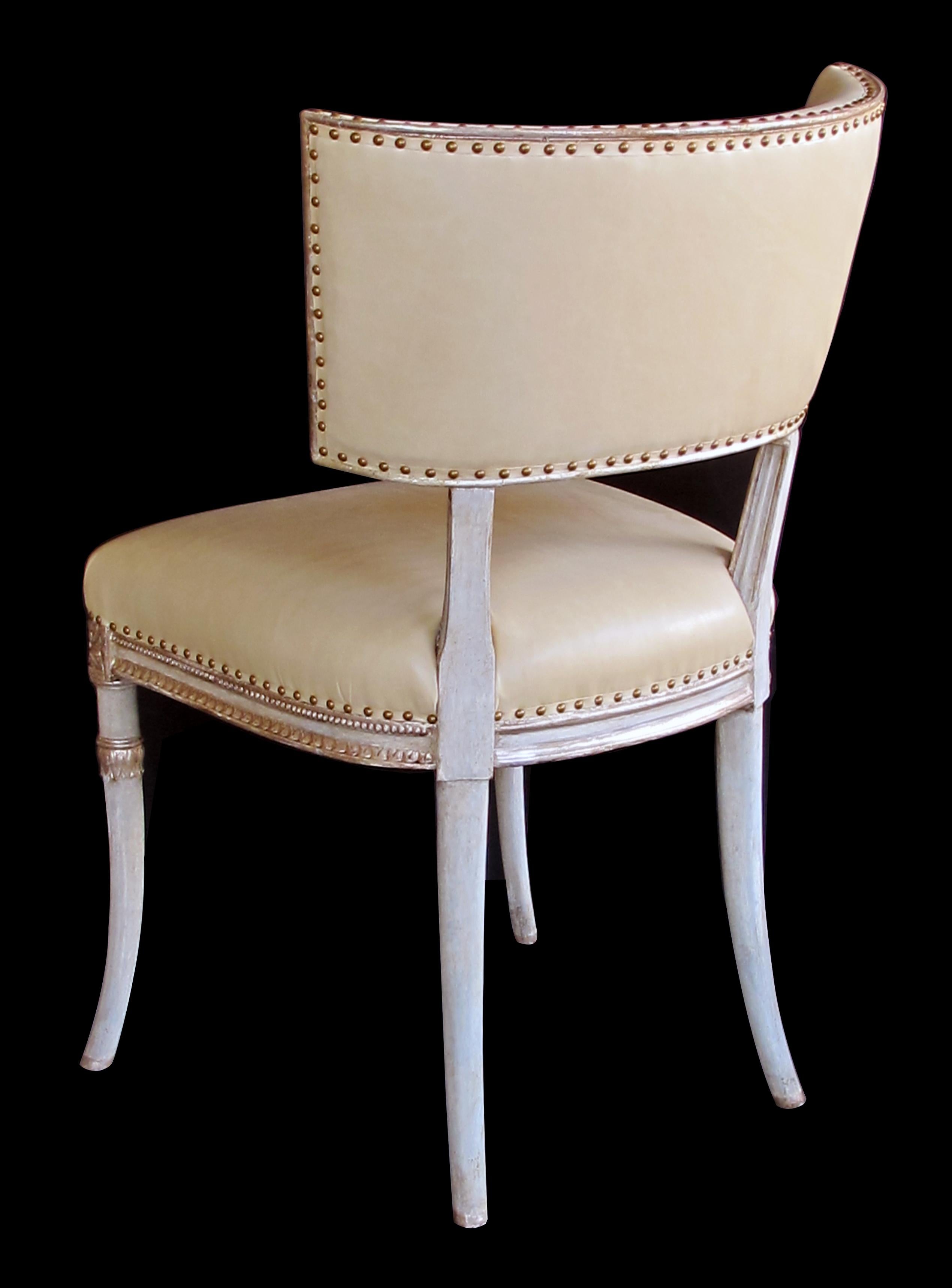 Grosfeld House Furniture Co. produced some of the most iconic, edgy and unique furniture designs of the 20th Century. Known for their superb quality, the designs were modern but had classical inspiration. This lovely Klismos-inspired side chair with
