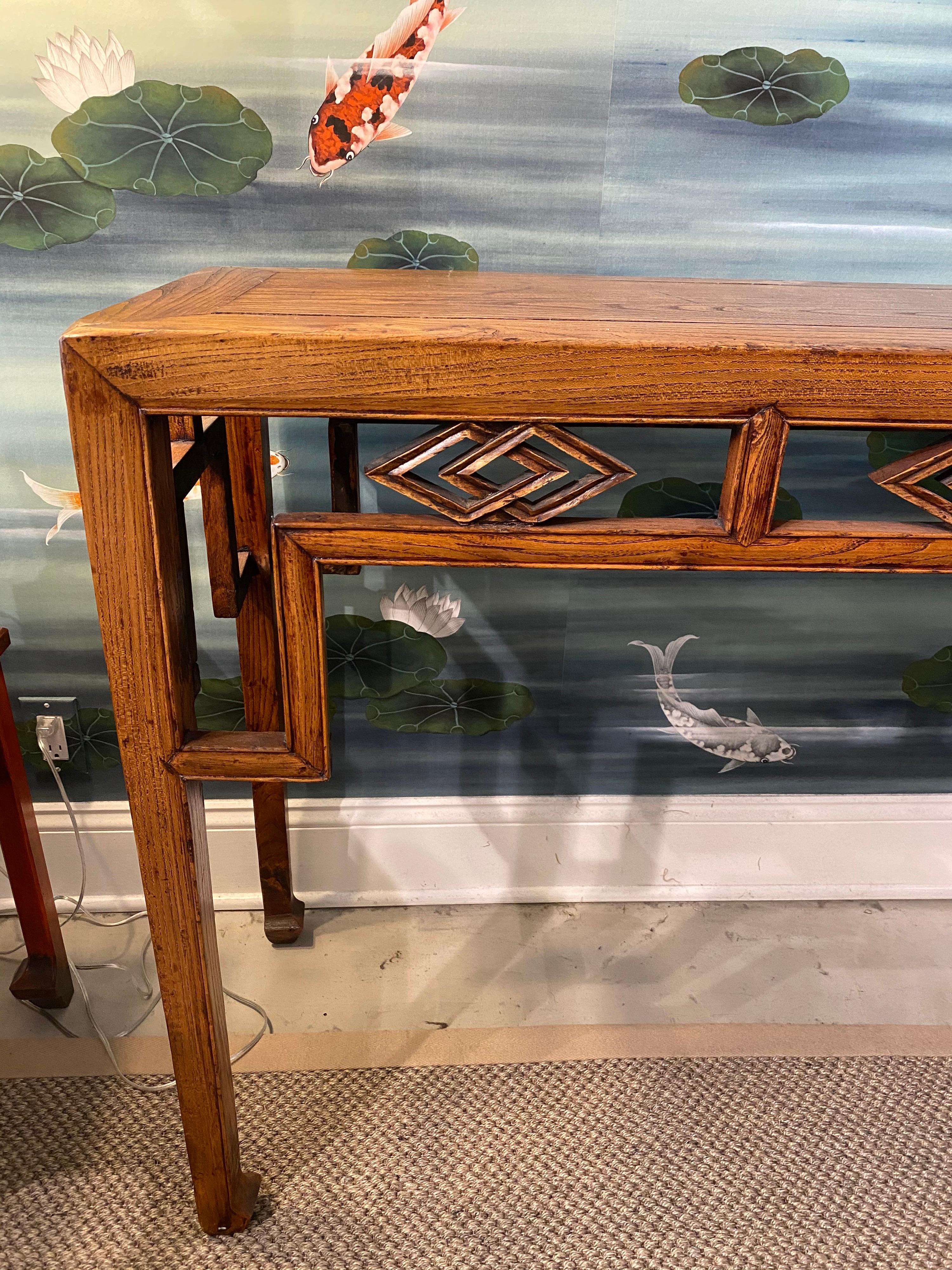 Graceful Antique Chinese Wood Console Table For Sale 6