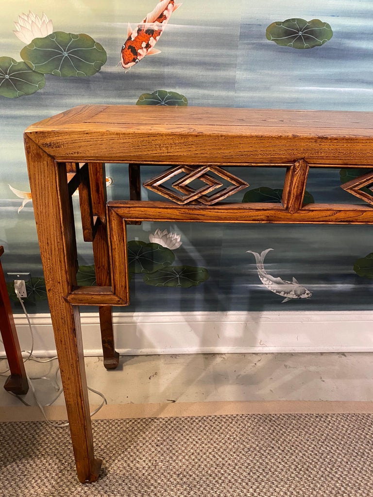 Graceful Antique Chinese Wood Console Table For Sale at 1stDibs