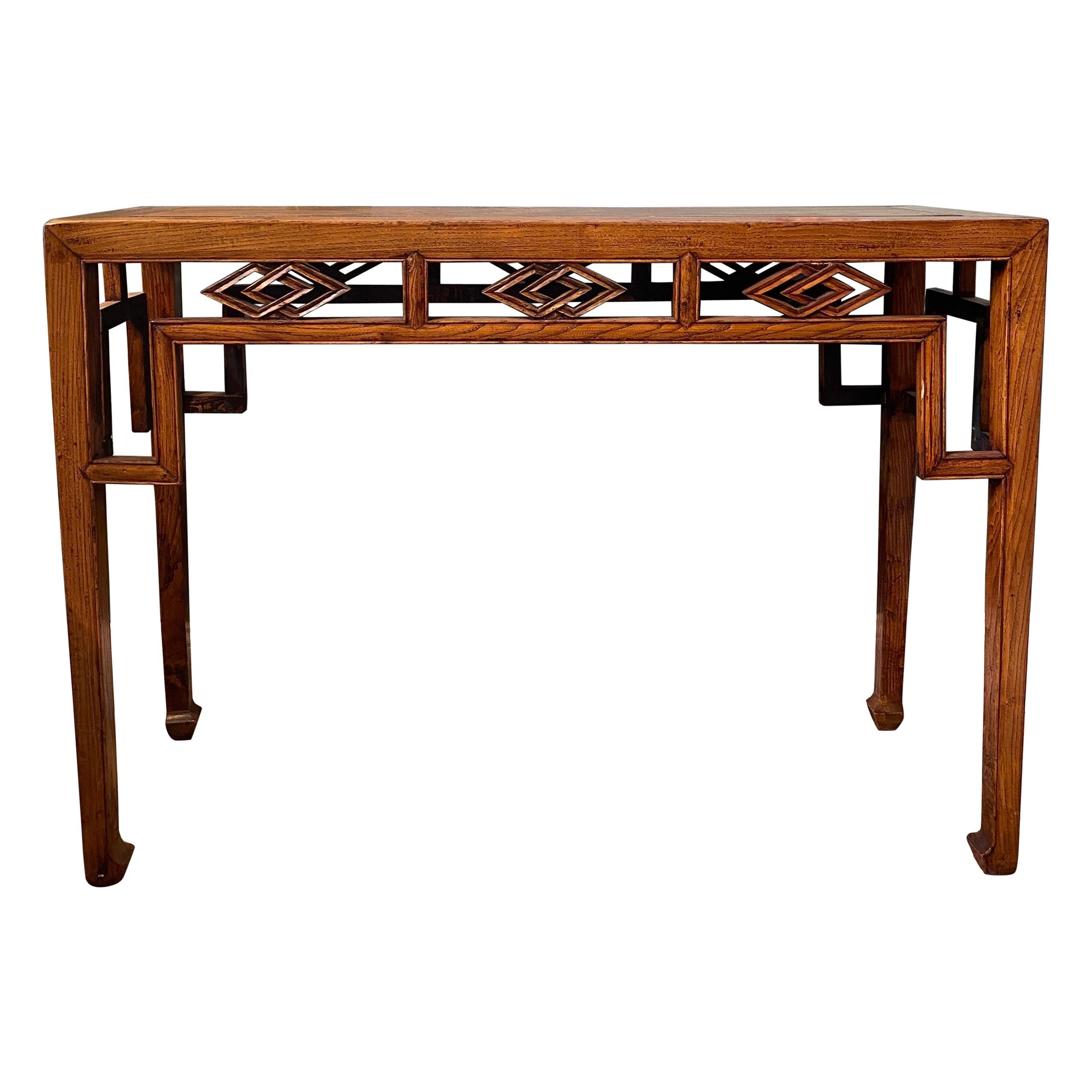 Graceful Antique Chinese Wood Console Table For Sale