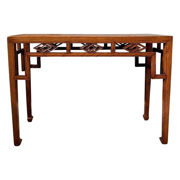 Graceful Antique Chinese Wood Console Table For Sale at 1stDibs