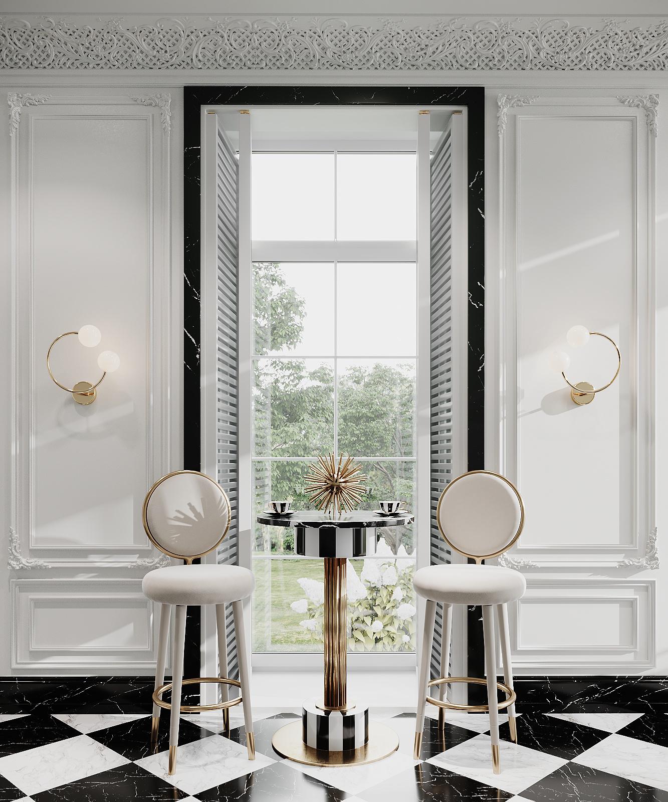 Graceful Bar Stool will remind you of female empowerment allied to an accentuated concept of elegance and sensuality.

AS PICTURED
Upholstery: Cotton velvet
Legs: Lacquered wood with matte finish
Frame, feet covers and footrest: Brushed Brass.