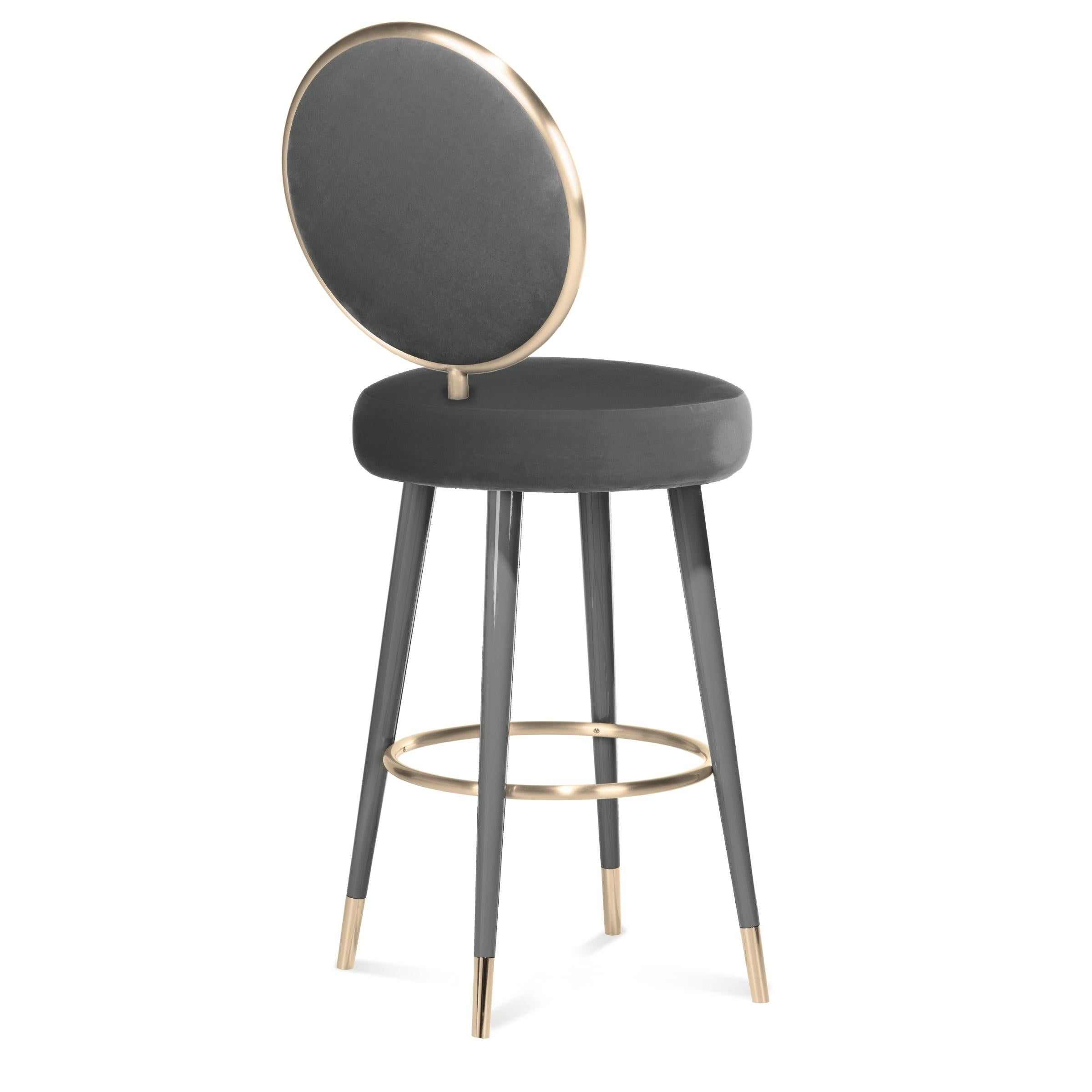 Hand-Carved Graceful Bar Stool For Sale
