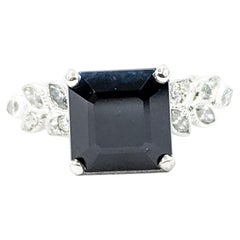Graceful Black Sapphire
Diamond Milgrain Ring in 14k White Gold