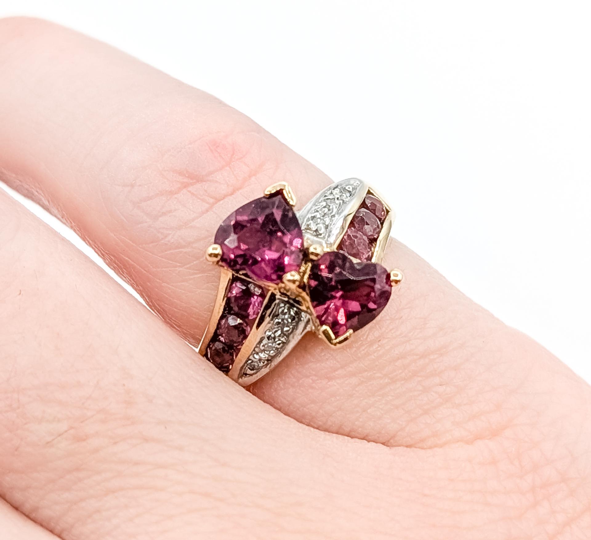 Bague gracieuse tourmaline et diamant en 10k Excellent état - En vente à Bloomington, MN