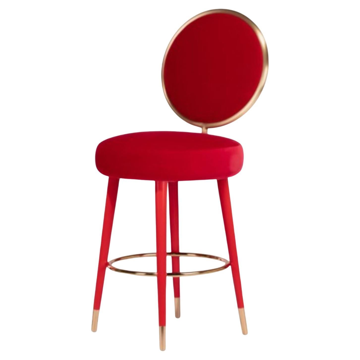 Red Leather Harry's Counter Stools by Christian Liaigre, France For