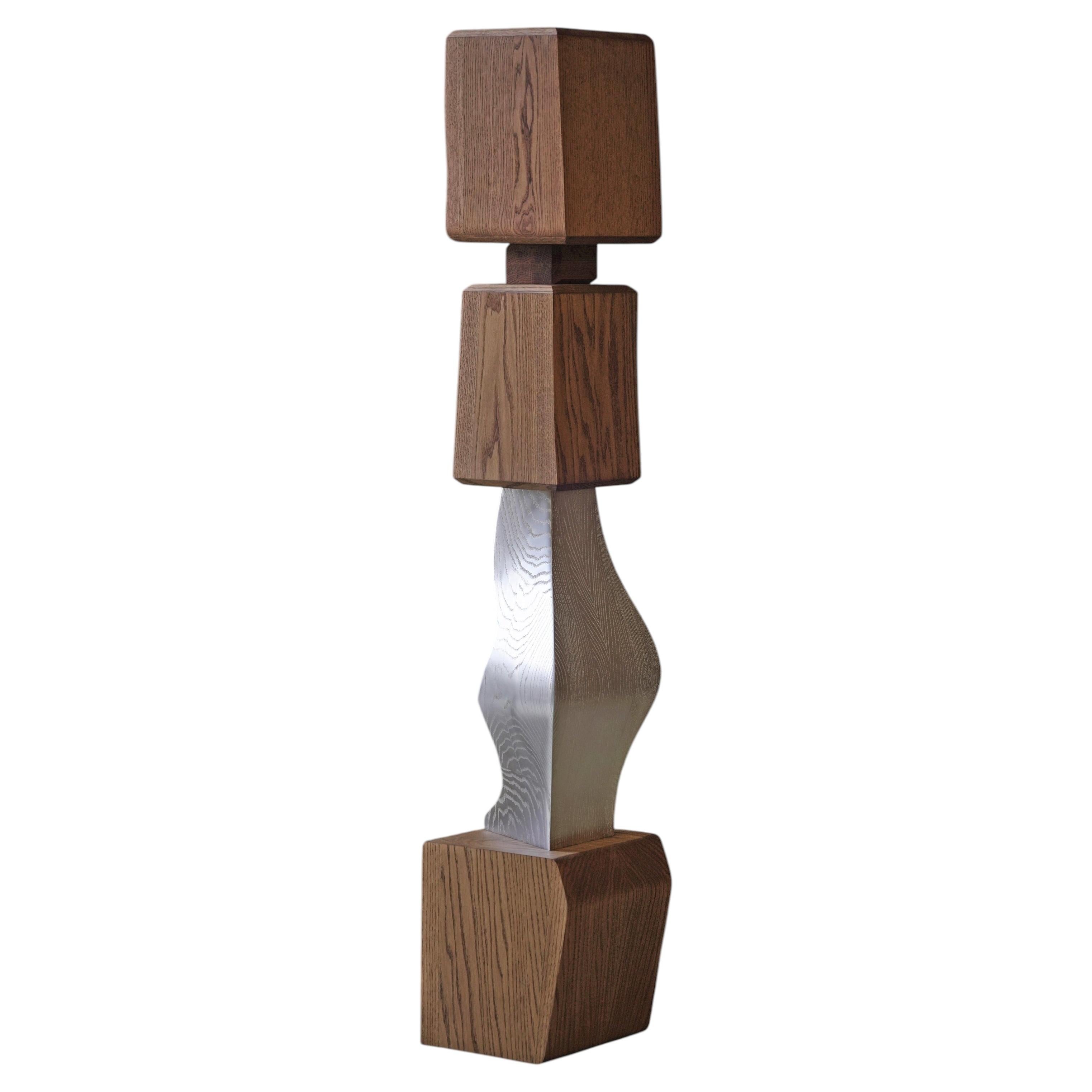Graceful Curved Wood Totem Still Stand No39 by NONO, Joel Escalona Crafted For Sale