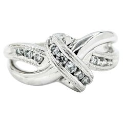 Graceful Diamond Twist Ring in 14k White Gold