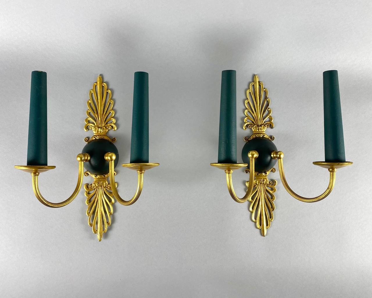 Graceful Double Arm Wall Sconces  Paired Vintage Wall Sconces 2