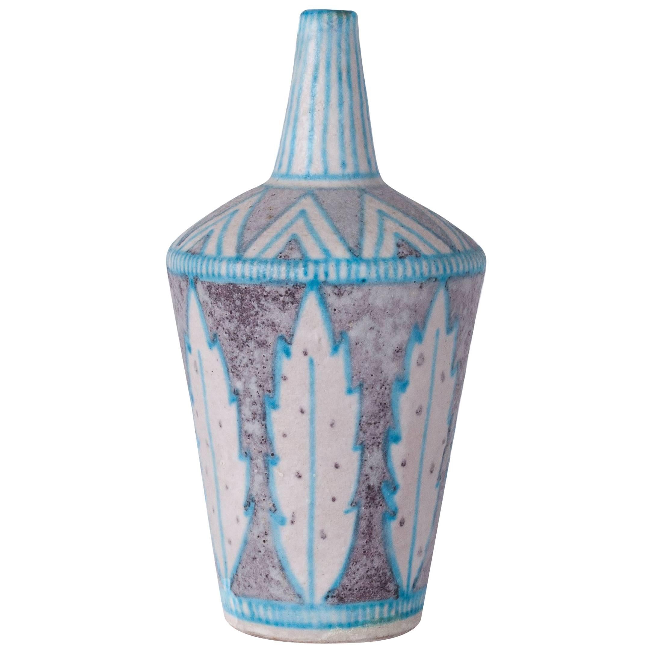 Elegante jarrón de cerámica esmaltada de C.A.S. Vietri, Italia, años 50