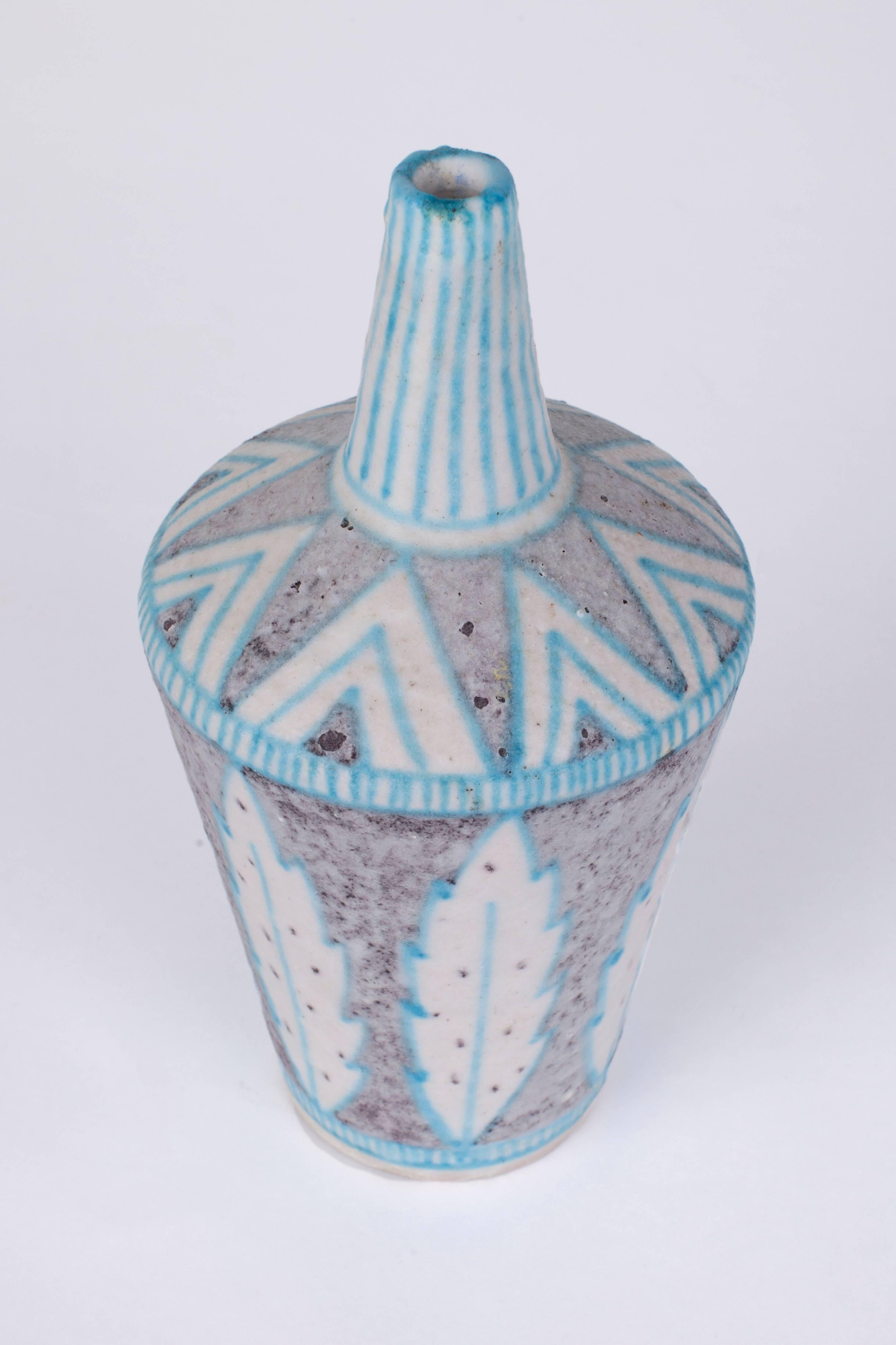 Elegante jarrón de cerámica esmaltada de C.A.S. Vietri, Italia, años 50 Moderno de mediados de siglo en venta