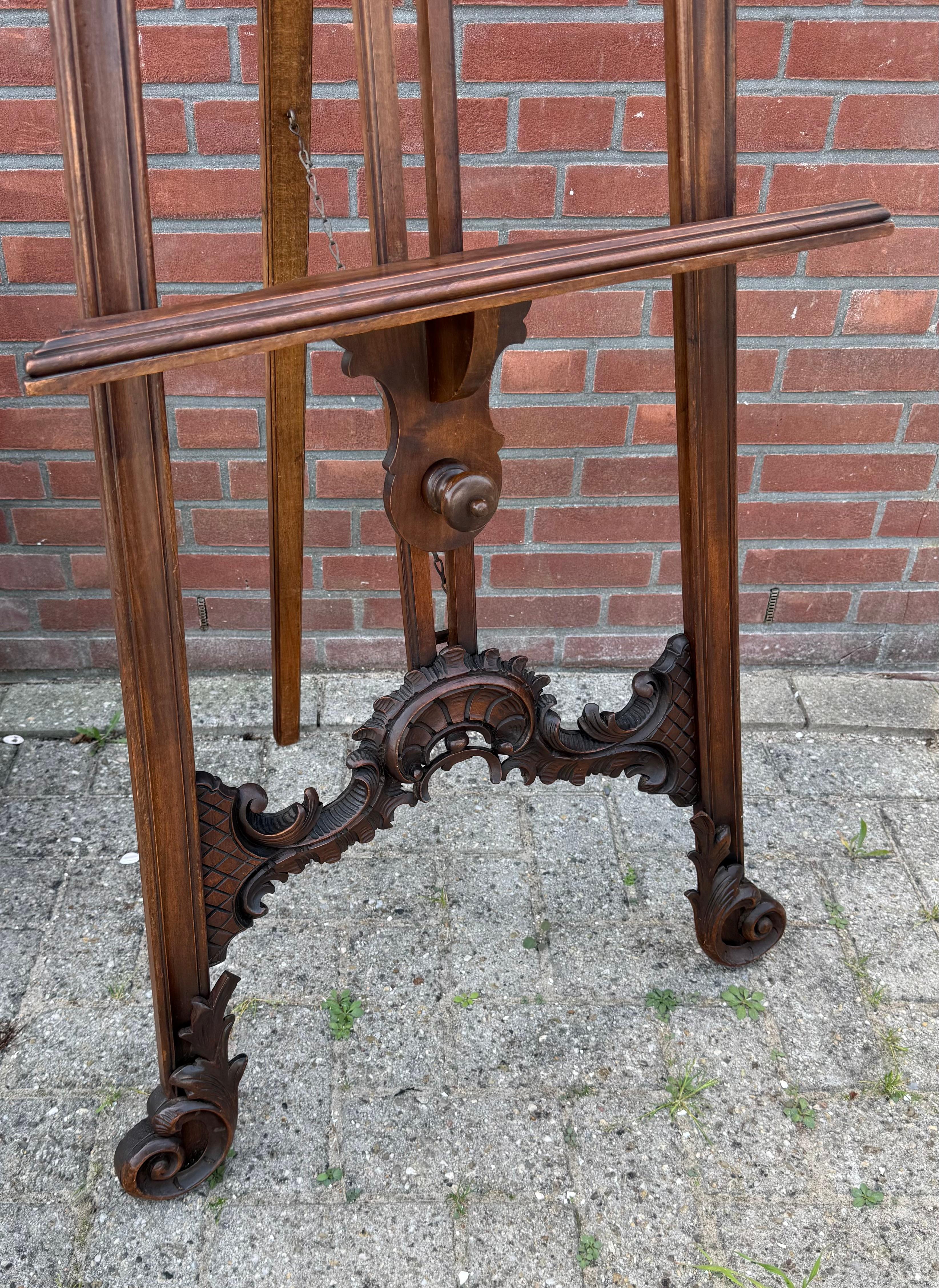 Graceful & Hand Carved Antique, Early 1900 Floor Easel / Artist Display Stand For Sale 5