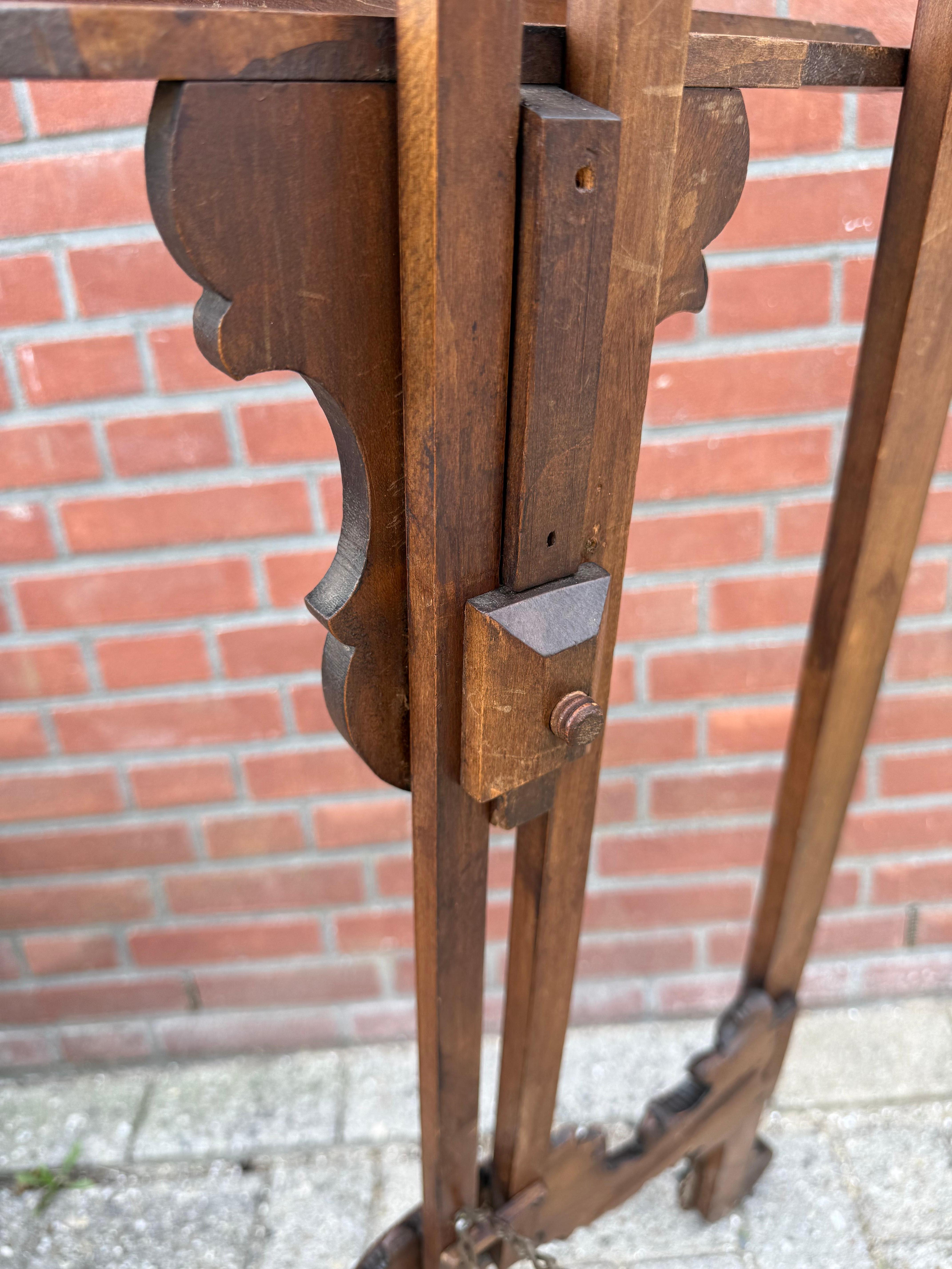 Graceful & Hand Carved Antique, Early 1900 Floor Easel / Artist Display Stand For Sale 11