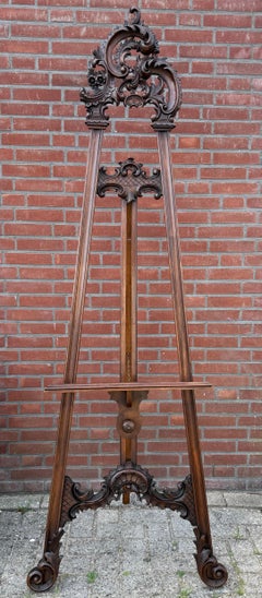 Graceful & Hand Carved Antique, Early 1900 Floor Easel / Artist Display Stand