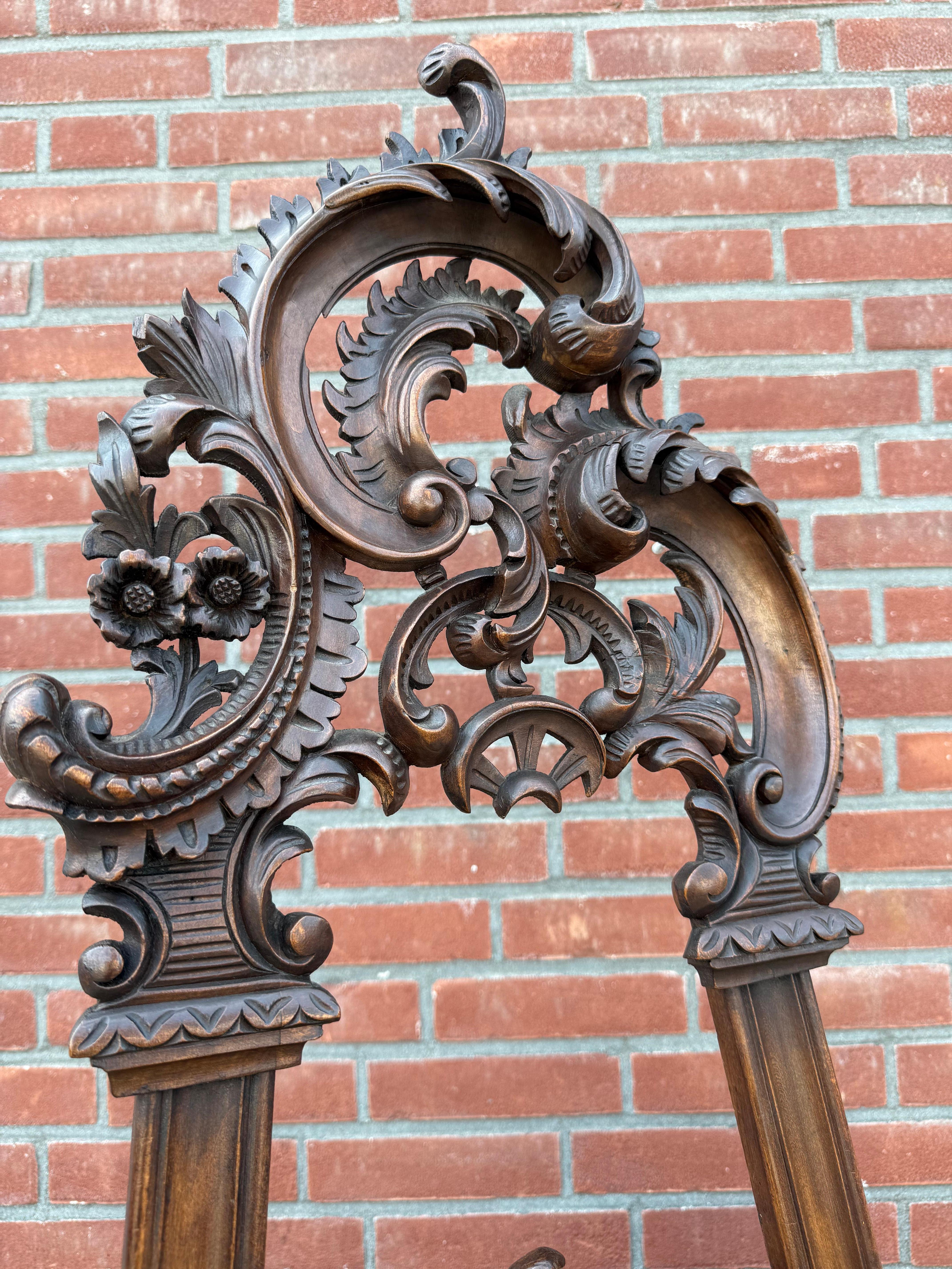 20th Century Graceful & Hand Carved Antique, Early 1900 Floor Easel / Artist Display Stand For Sale