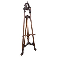 Graceful & Hand Carved Antique, Early 1900 Floor Easel / Artist Display Stand