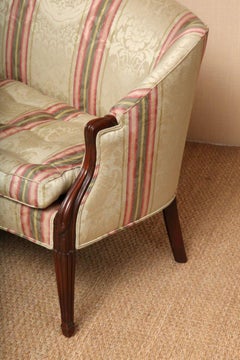 Hepplewhite Style Wood & Hogan Mahogany Sofa with Molded Arms; In Stock