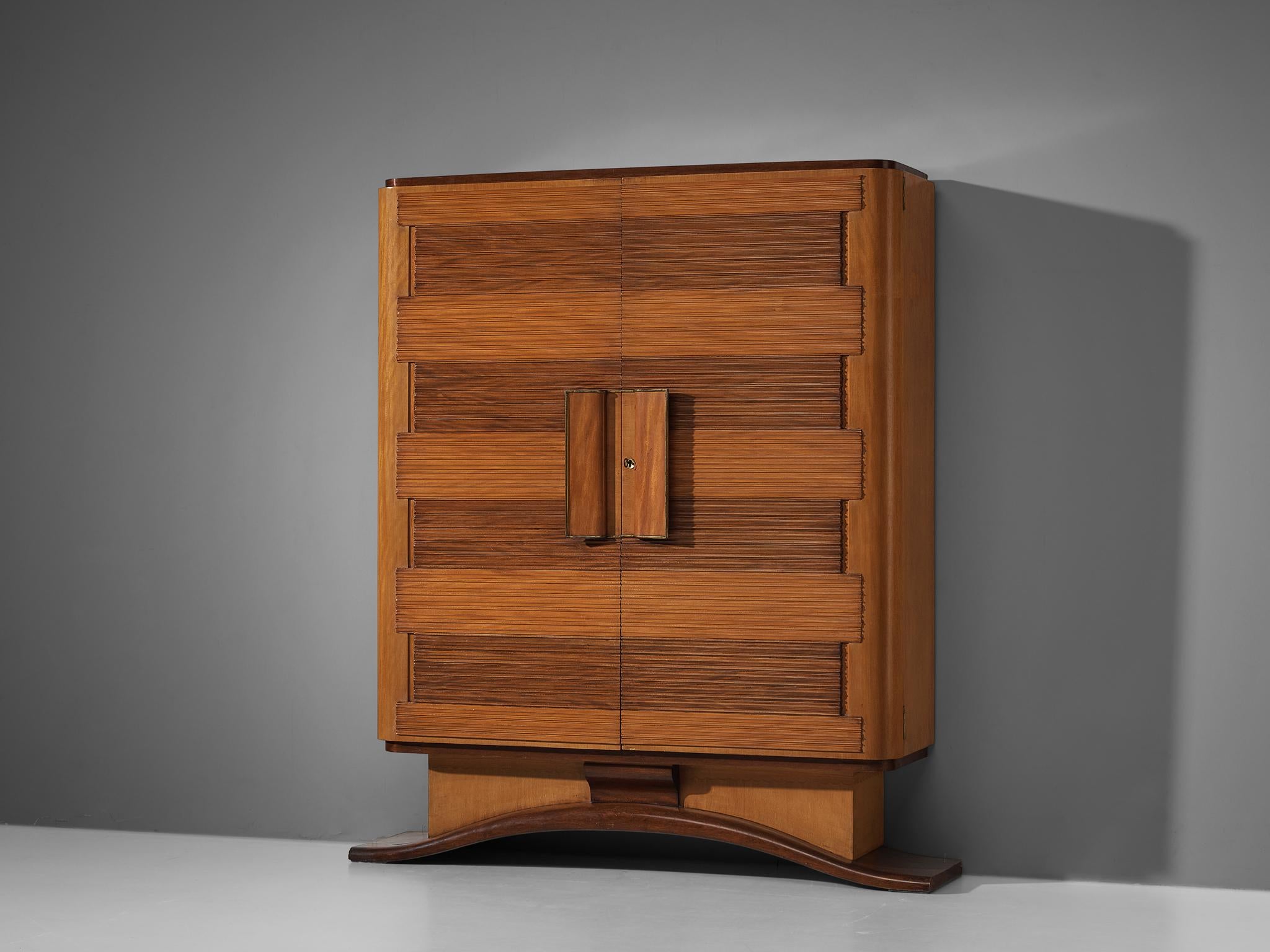 Mid-20th Century Graceful Italian Armoire in Cherry and Mahogany