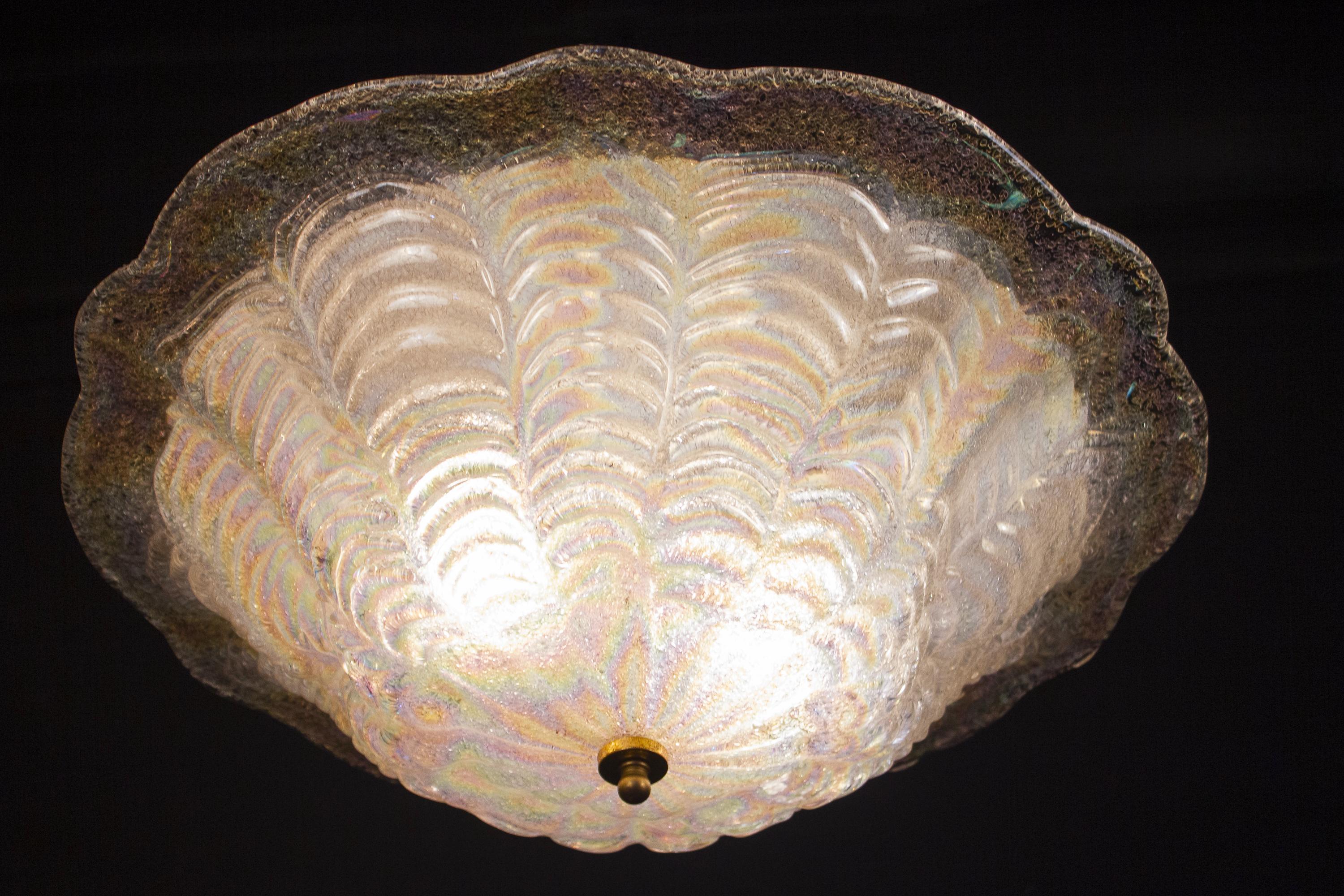 Graceful Italian Iridescent Murano Glass Ceiling Lights, 1960 For Sale 5