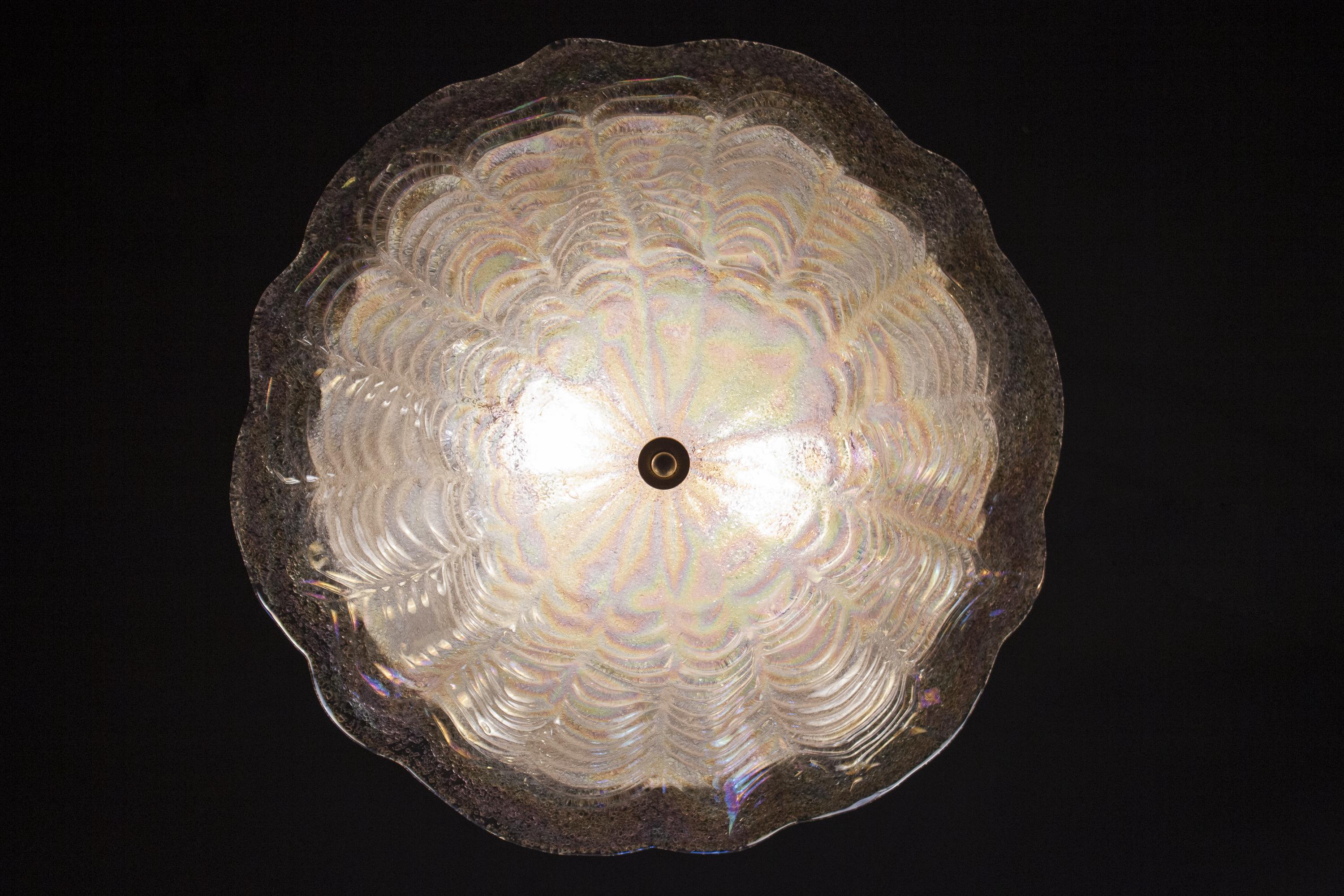 Graceful Italian Iridescent Murano Glass Ceiling Lights, 1960 For Sale 6