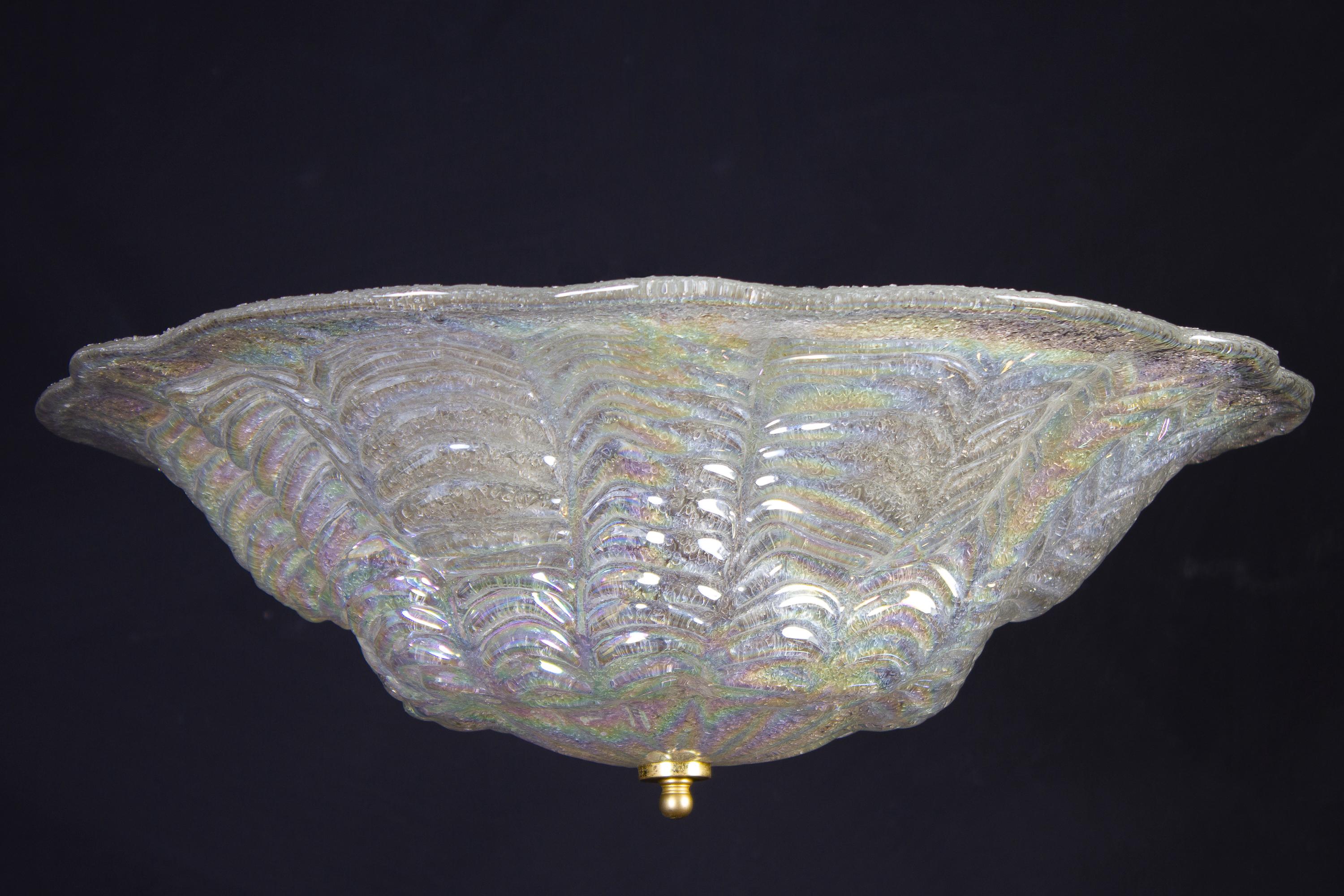 Graceful Italian Iridescent Murano Glass Ceiling Lights, 1960 In Excellent Condition For Sale In Rome, IT
