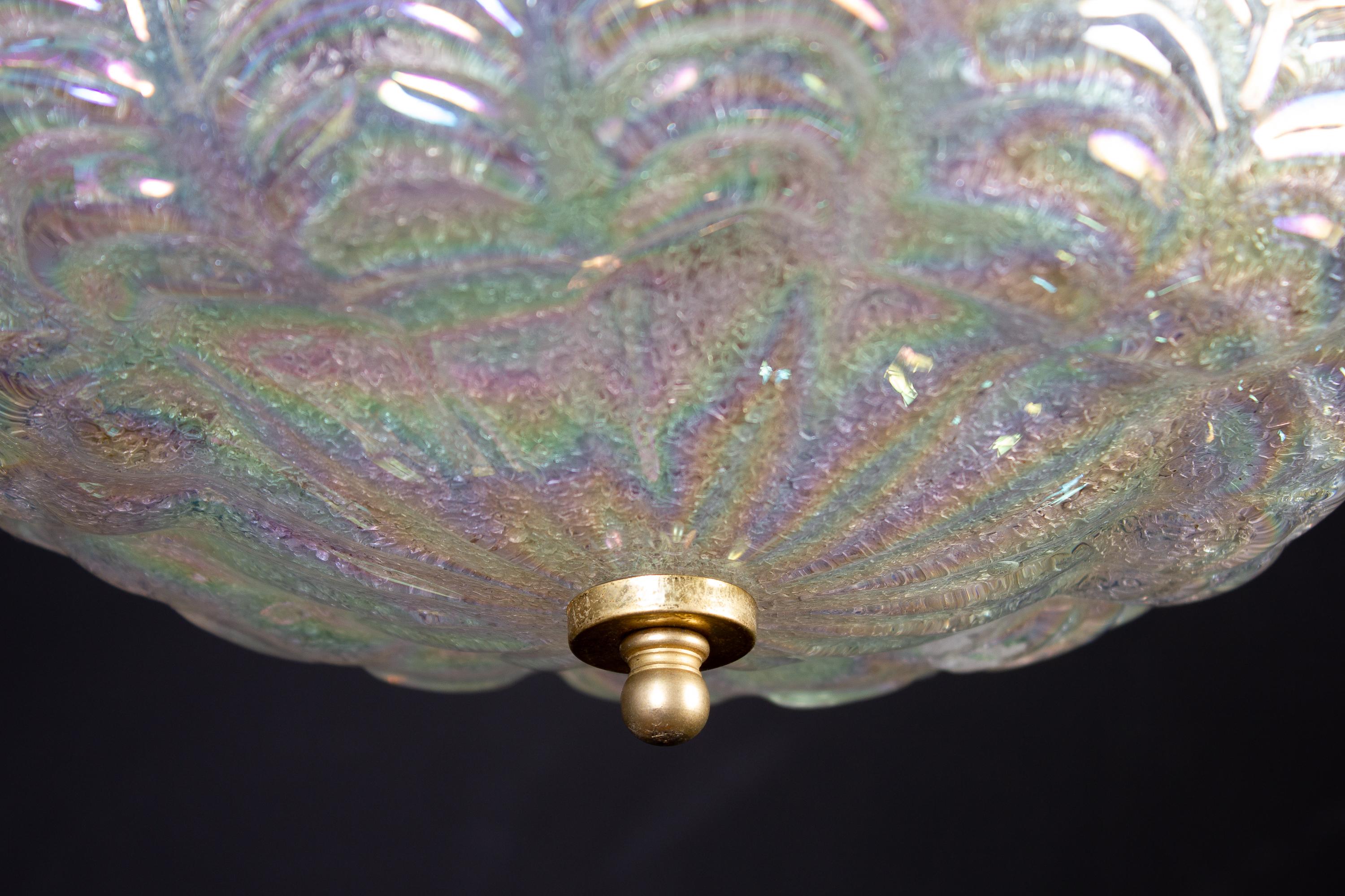 Graceful Italian Iridescent Murano Glass Ceiling Lights, 1960 For Sale 2