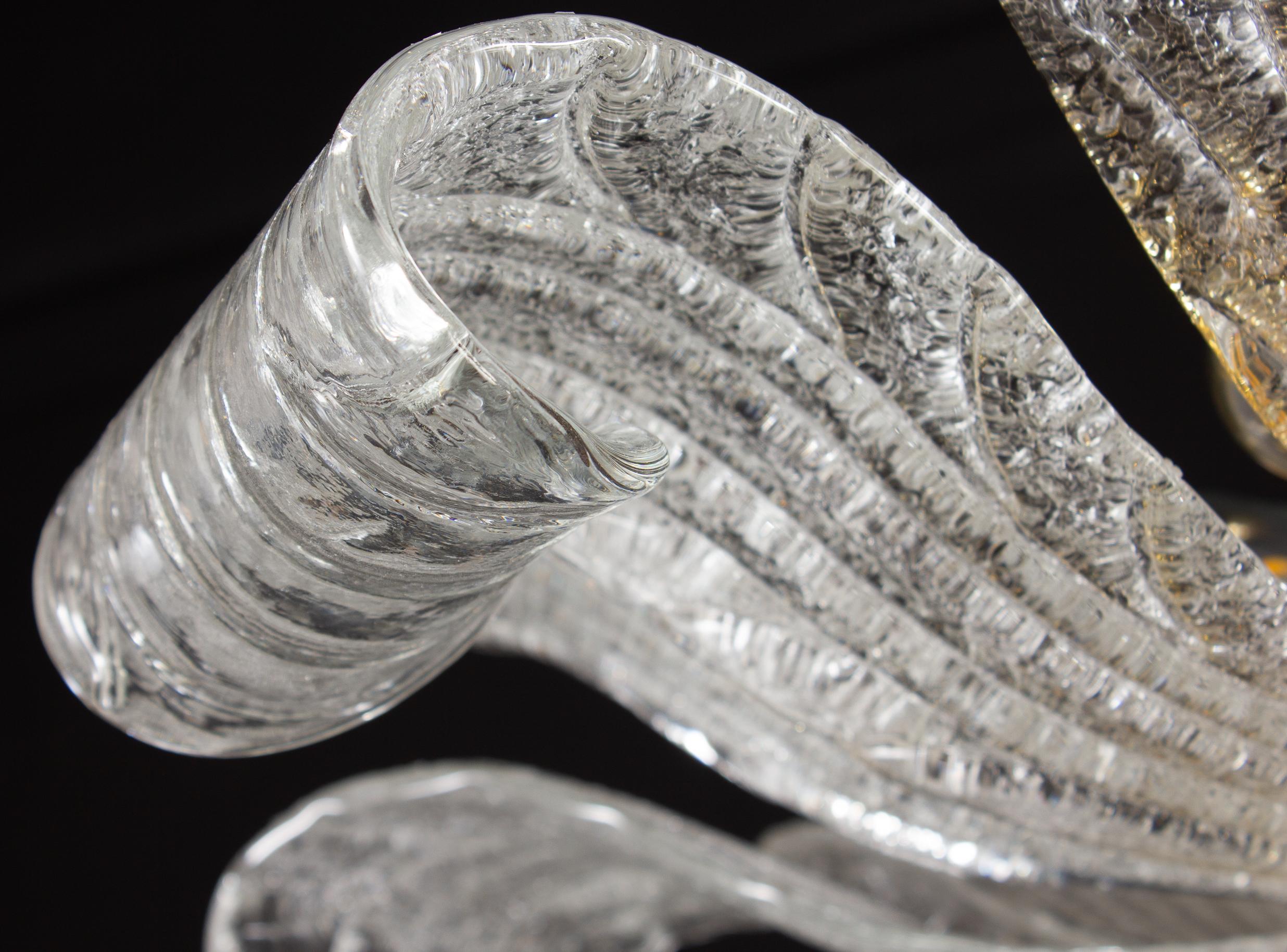 Graceful Italian Murano Glass Leave Flush Mount or Ceiling Light 6