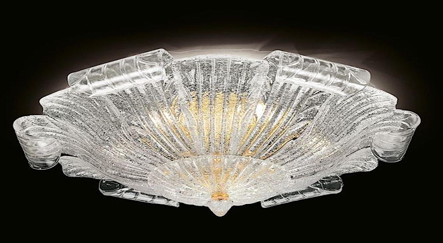 Gracieux luminaire encastré ou plafonnier en verre italien de Murano en vente 6