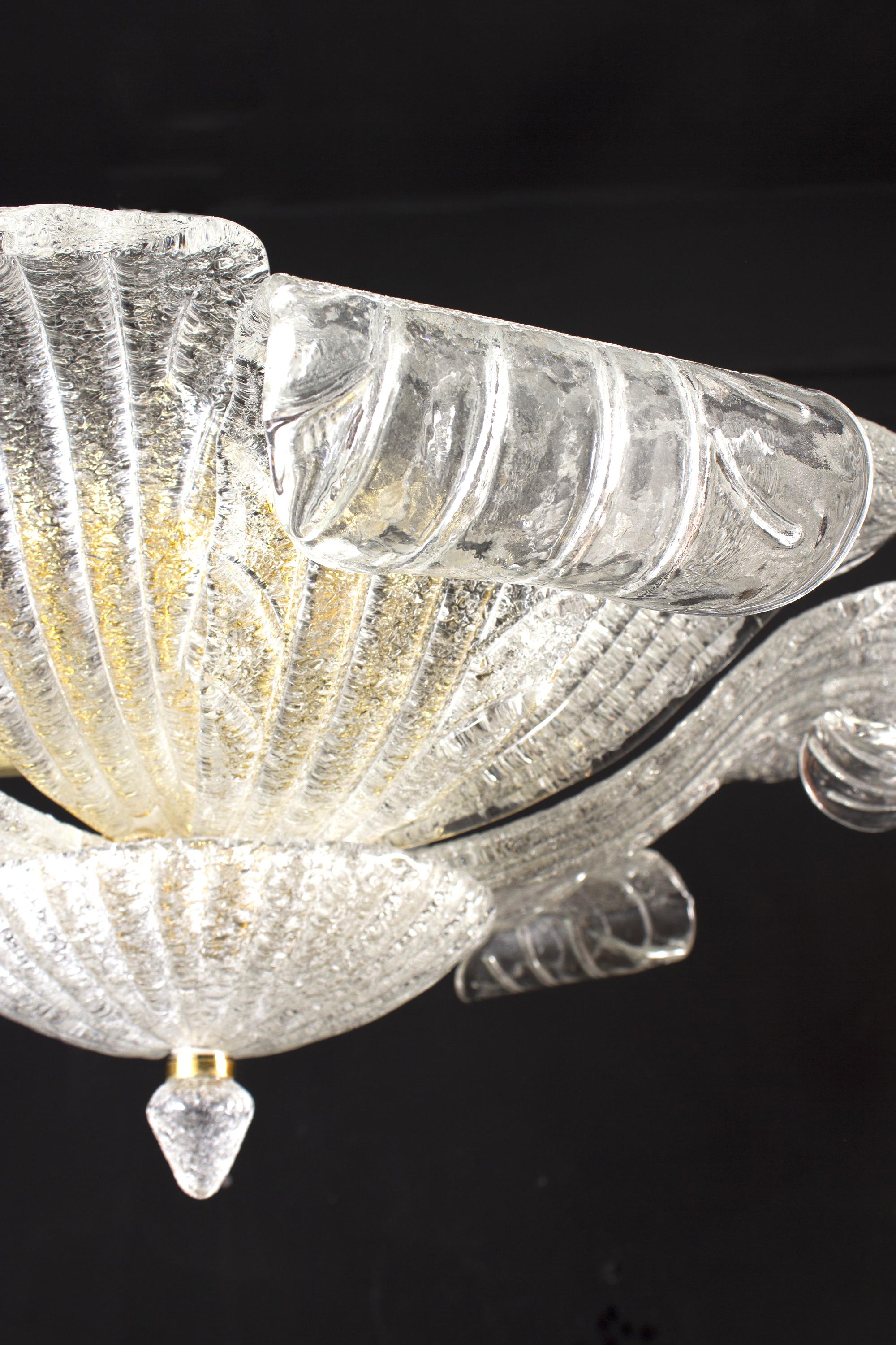 Graceful Italian Murano Glass Leave Flush Mount or Ceiling Light 10