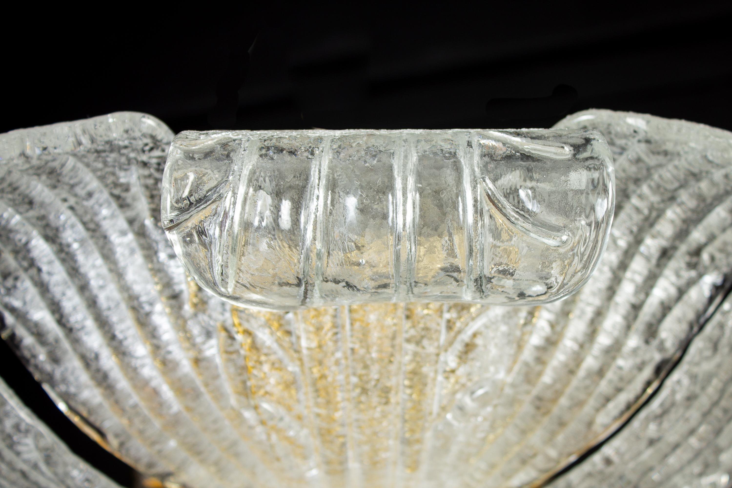 Modern Graceful Italian Murano Glass Leave Flush Mount or Ceiling Light