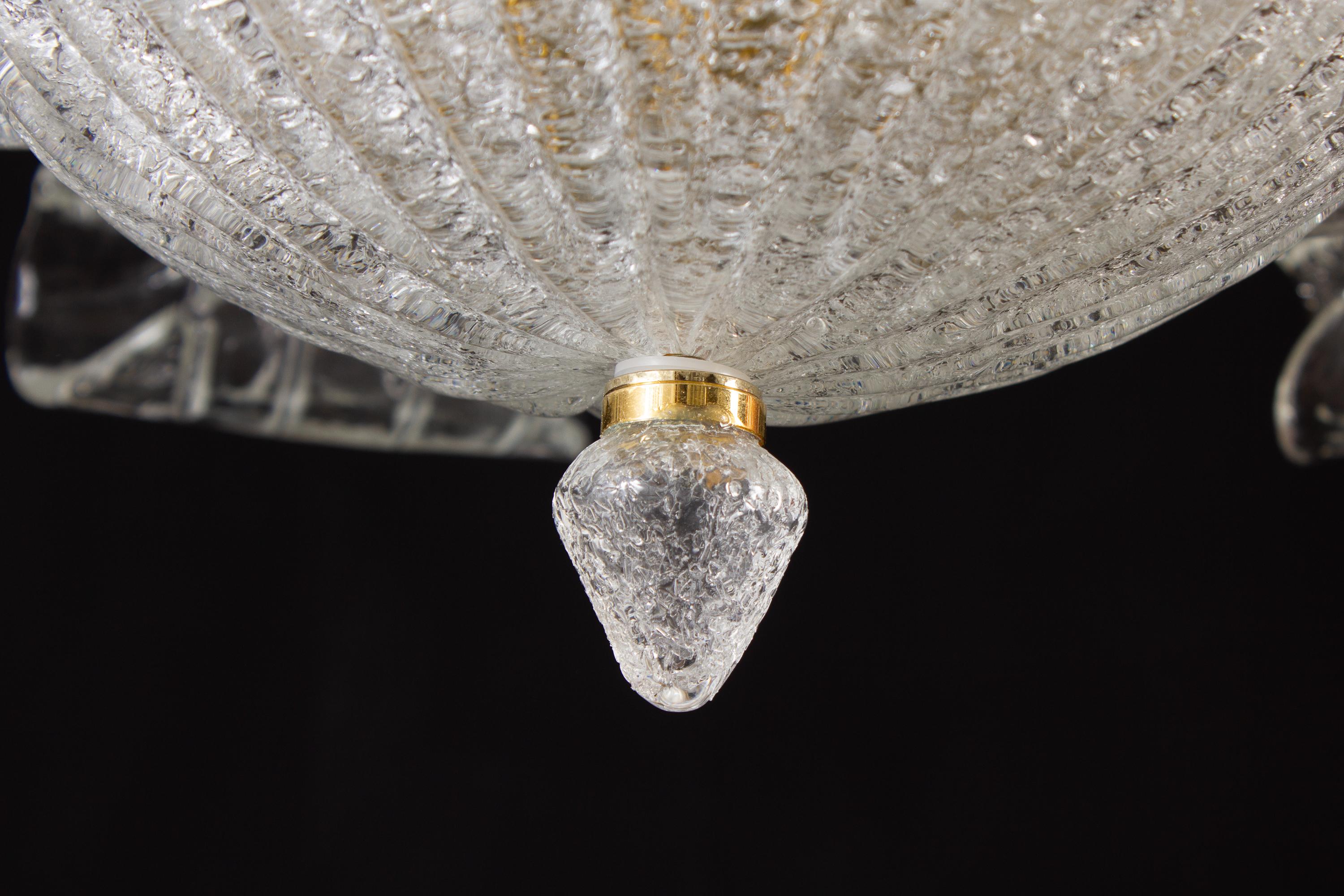 Graceful Italian Murano Glass Leave Flush Mount or Ceiling Light In Excellent Condition In Rome, IT