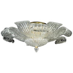 Graceful Italian Murano Glass Leave Flush Mount or Ceiling Light