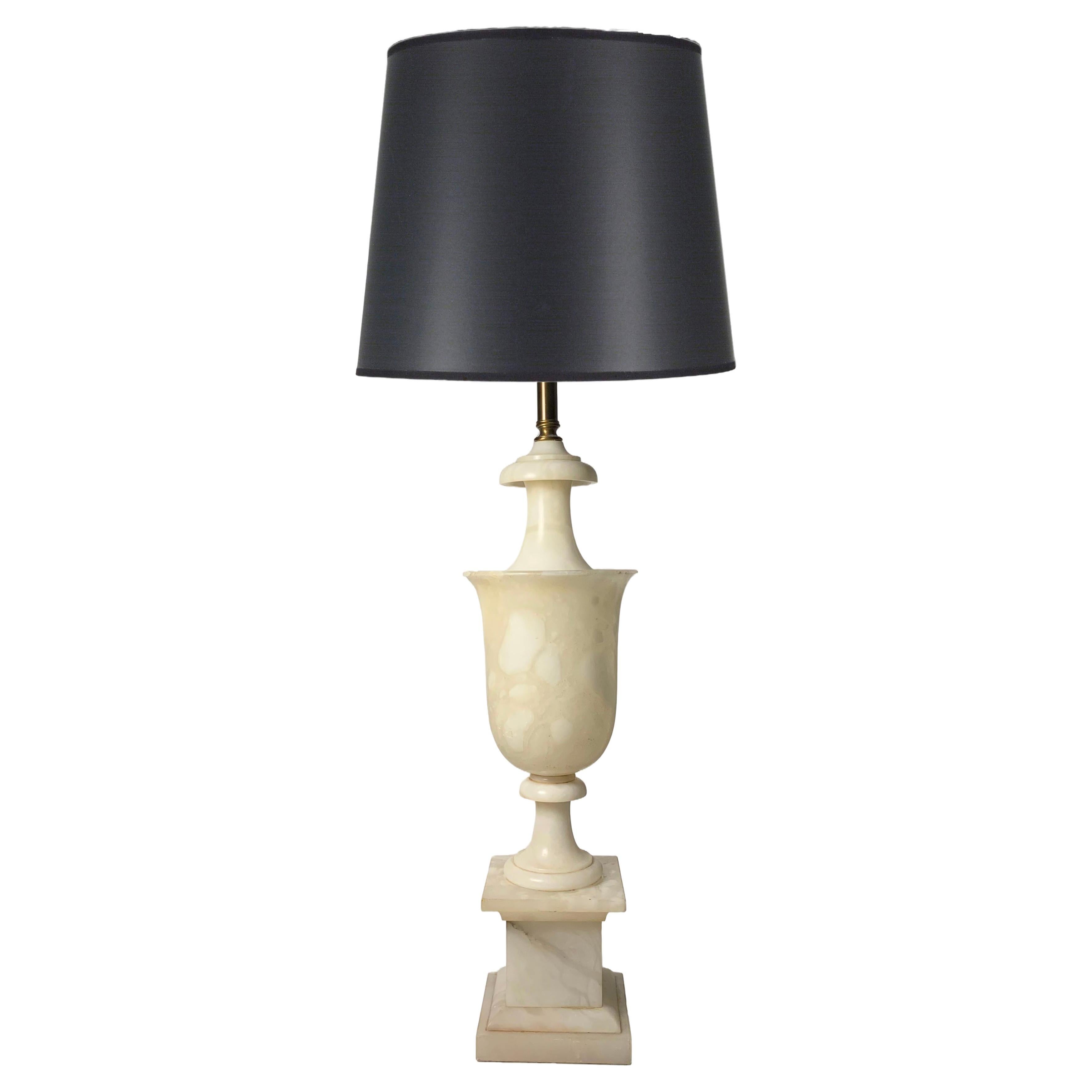 Graceful Italian NeoClassical Alabaster Bell Shaped Urn Lamp For Sale