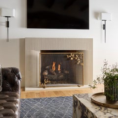 Graceful Leaves Fireplace Screen, Handmade Iron, Modern Design