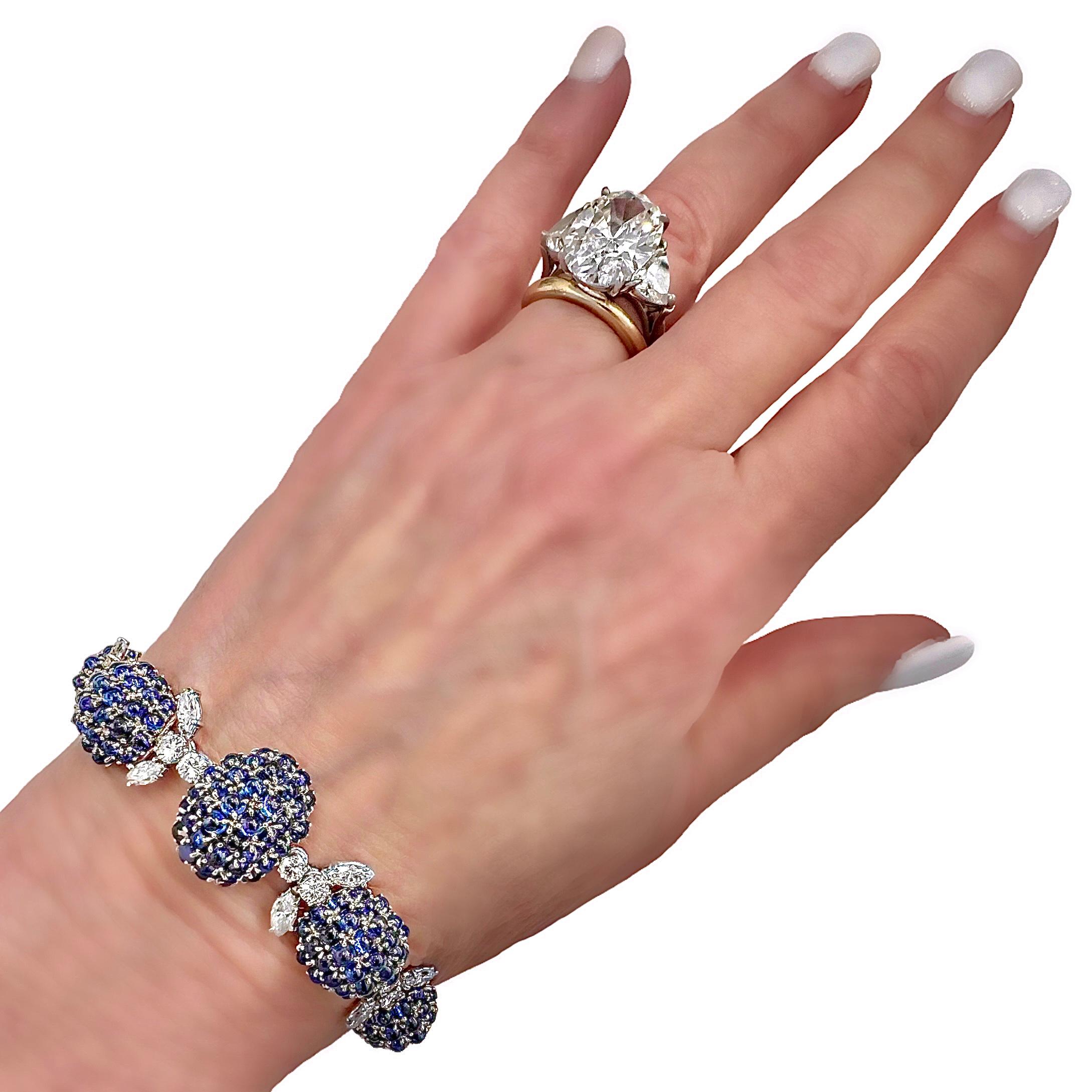 Elegant Mid-20th Century Platinum, Diamond and Sapphire Cocktail Bracelet 5
