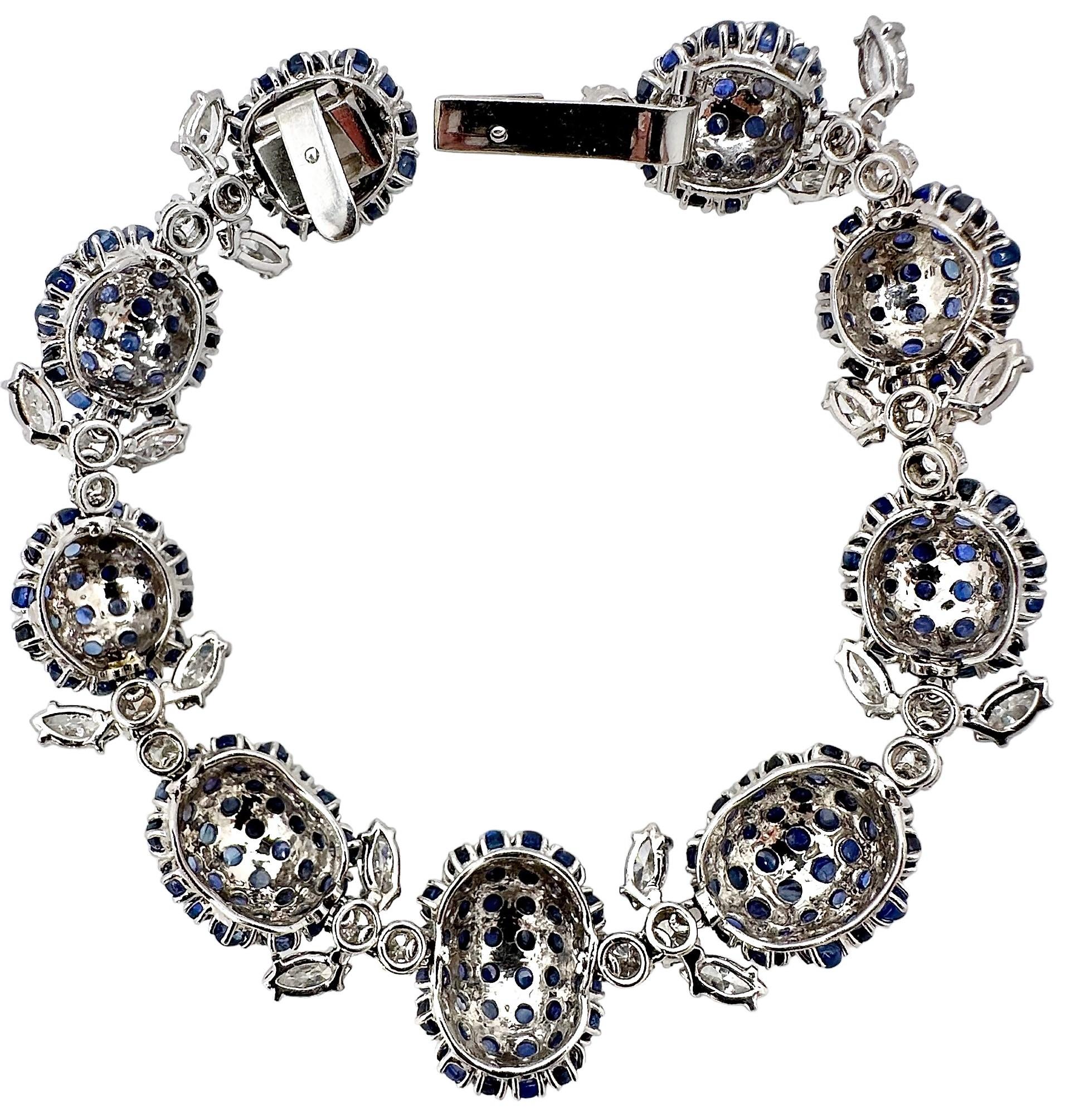 Women's Elegant Mid-20th Century Platinum, Diamond and Sapphire Cocktail Bracelet