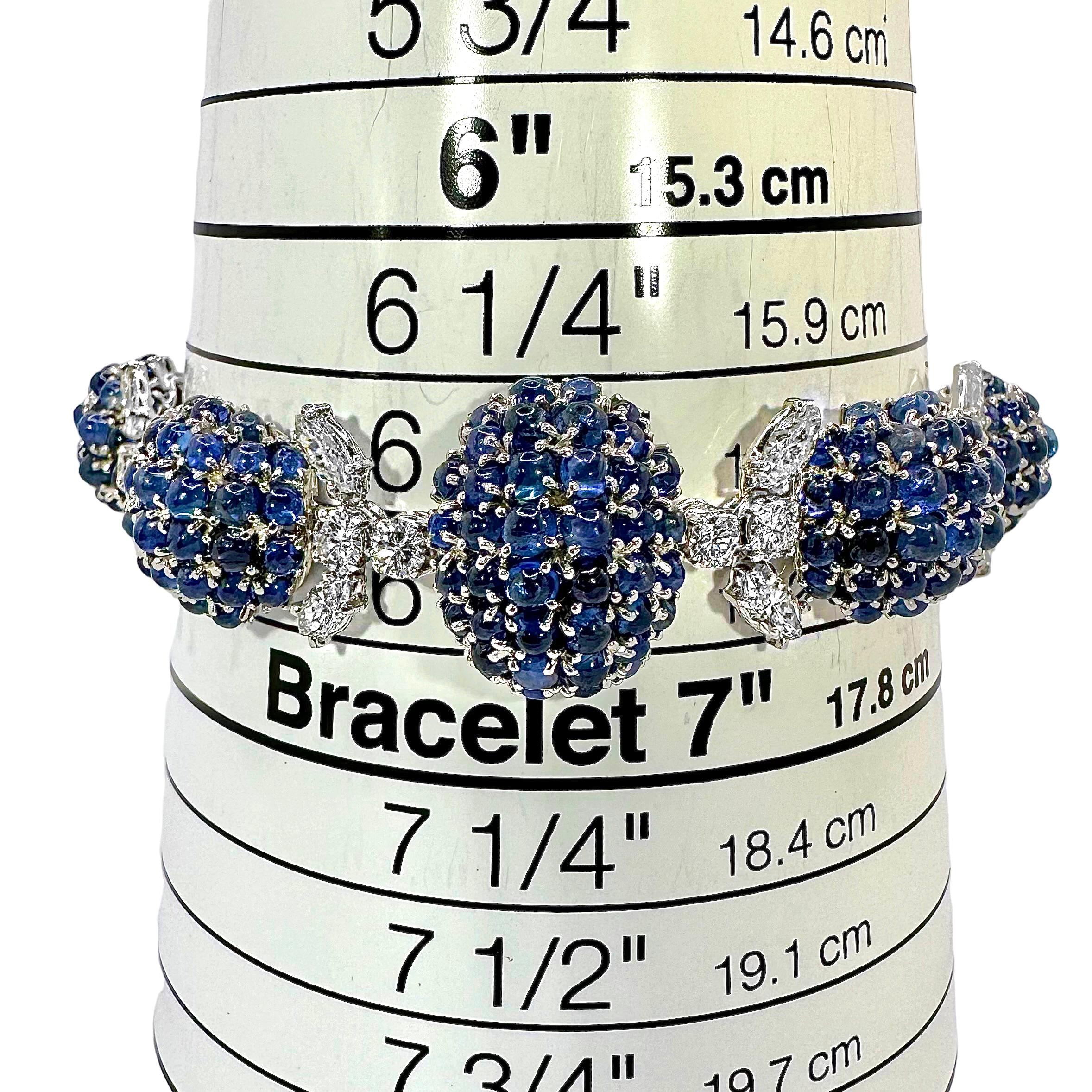 Elegant Mid-20th Century Platinum, Diamond and Sapphire Cocktail Bracelet 1