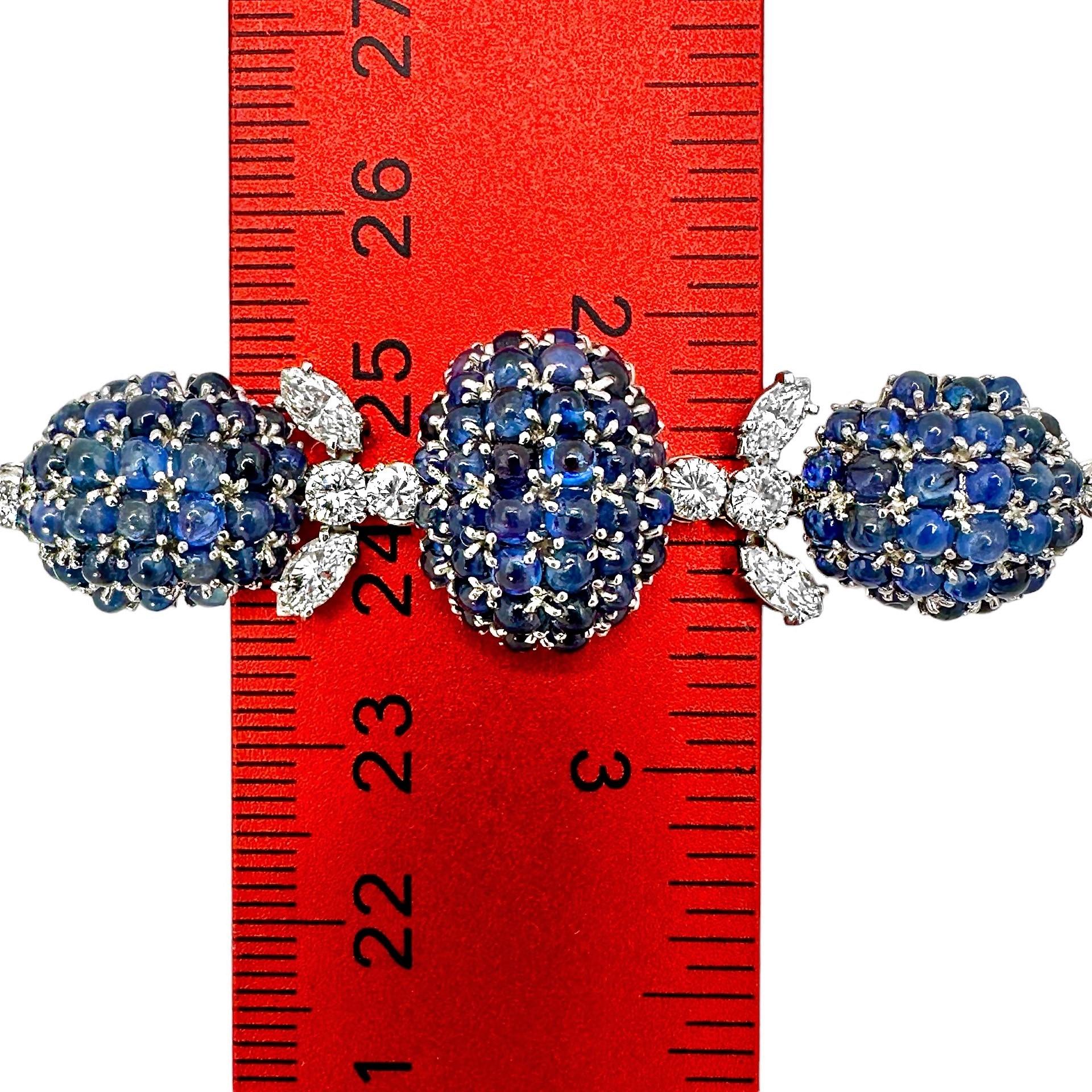Elegant Mid-20th Century Platinum, Diamond and Sapphire Cocktail Bracelet 2
