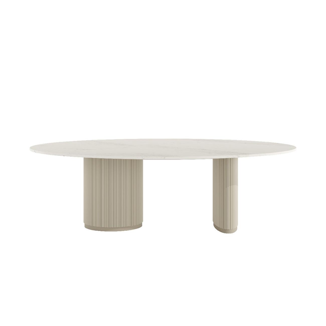 Organic Modern GRACEFUL Modern Oval Dining Table with Natural Stone For Sale