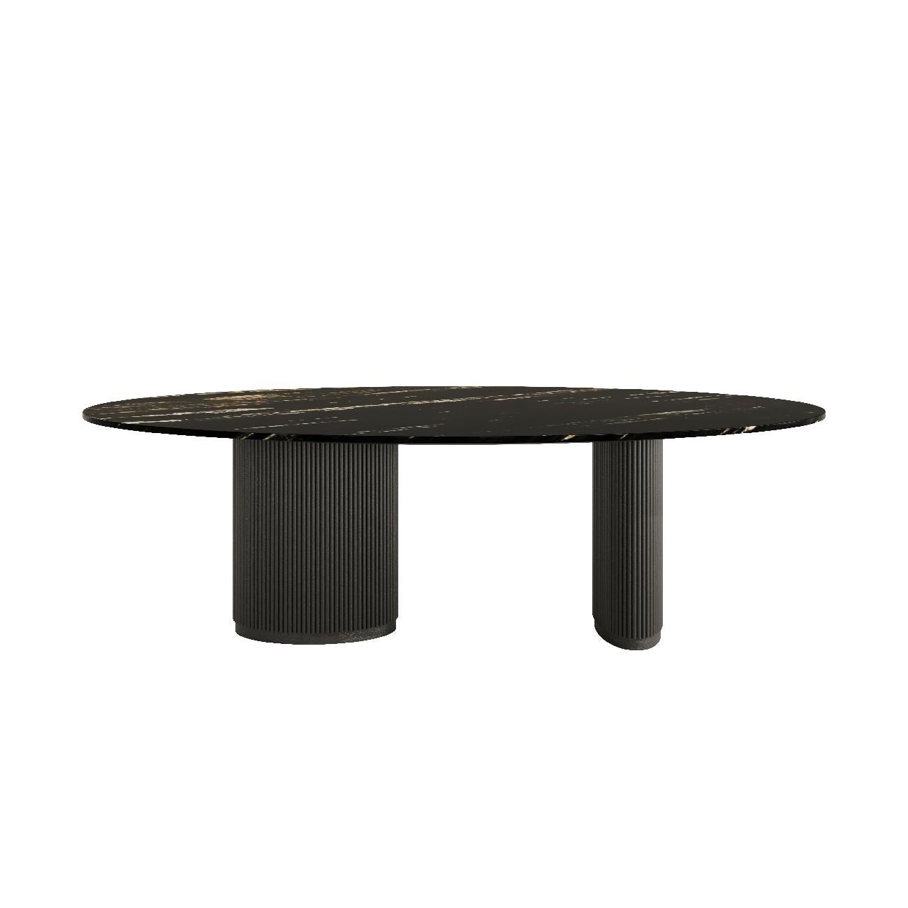 Portuguese GRACEFUL Modern Oval Dining Table with Natural Stone For Sale