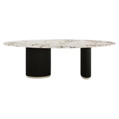 Graceful Modern Oval Dining Table with Natural Stone