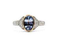 Graceful No-Heat Sapphire & Diamond Ring in Platinum- GIA 2235837890.