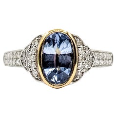 Graceful No-Heat Sapphire & Diamond Ring in Platinum- GIA 2235837890.
