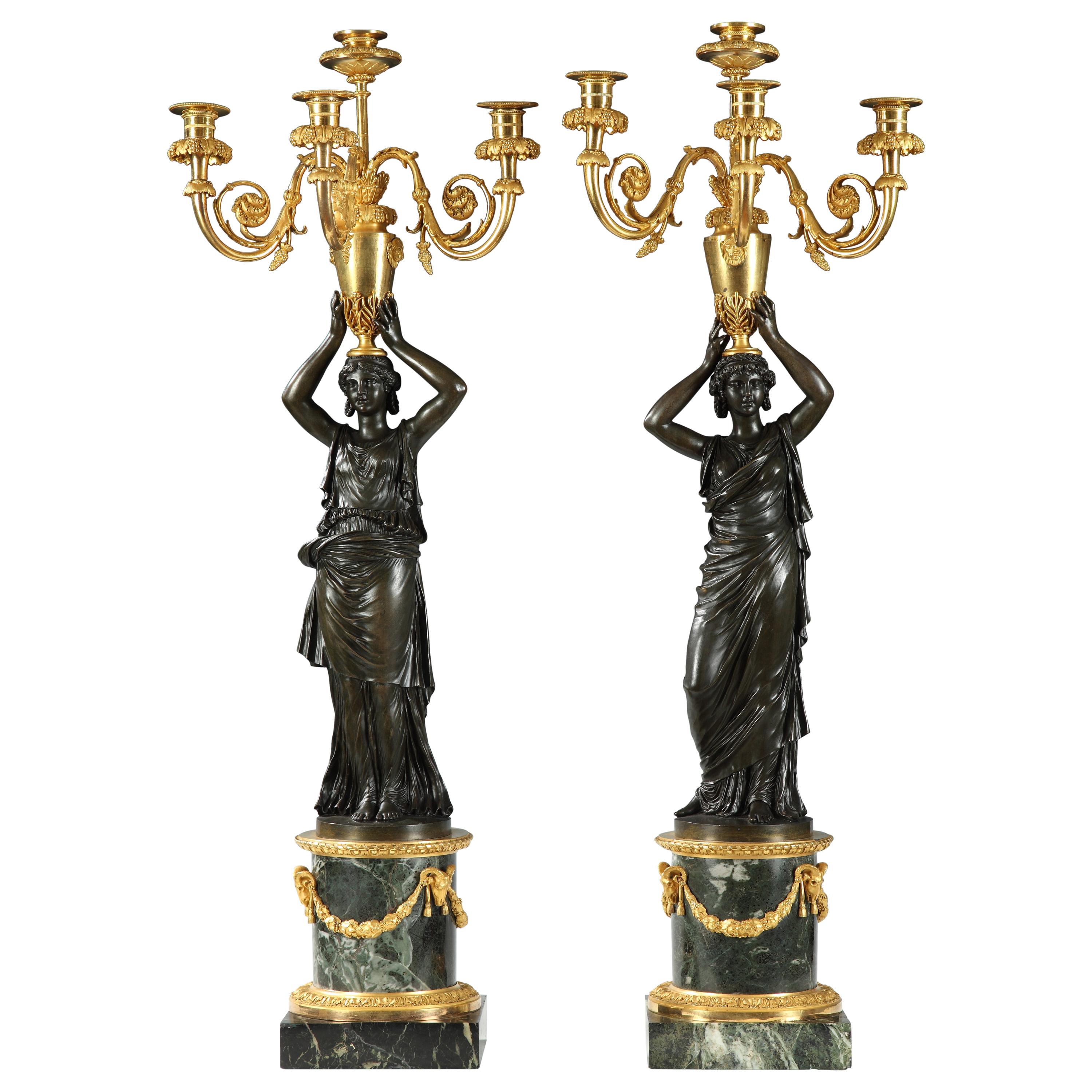 Pair of "Athenians" Candelabras Attributed to H. Auguste, France, Circa 1785