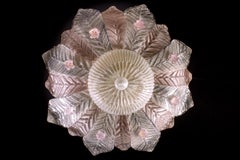 Graceful Pink  Leaves Barovier & Toso Attrib. Murano Glass Ceiling Light, 1960