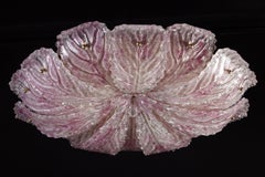 Graceful Pink Leaves Murano Glass Ceiling Light, 1970