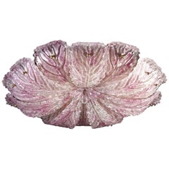 Graceful Pink Leaves Murano Glass Ceiling Light, 1970