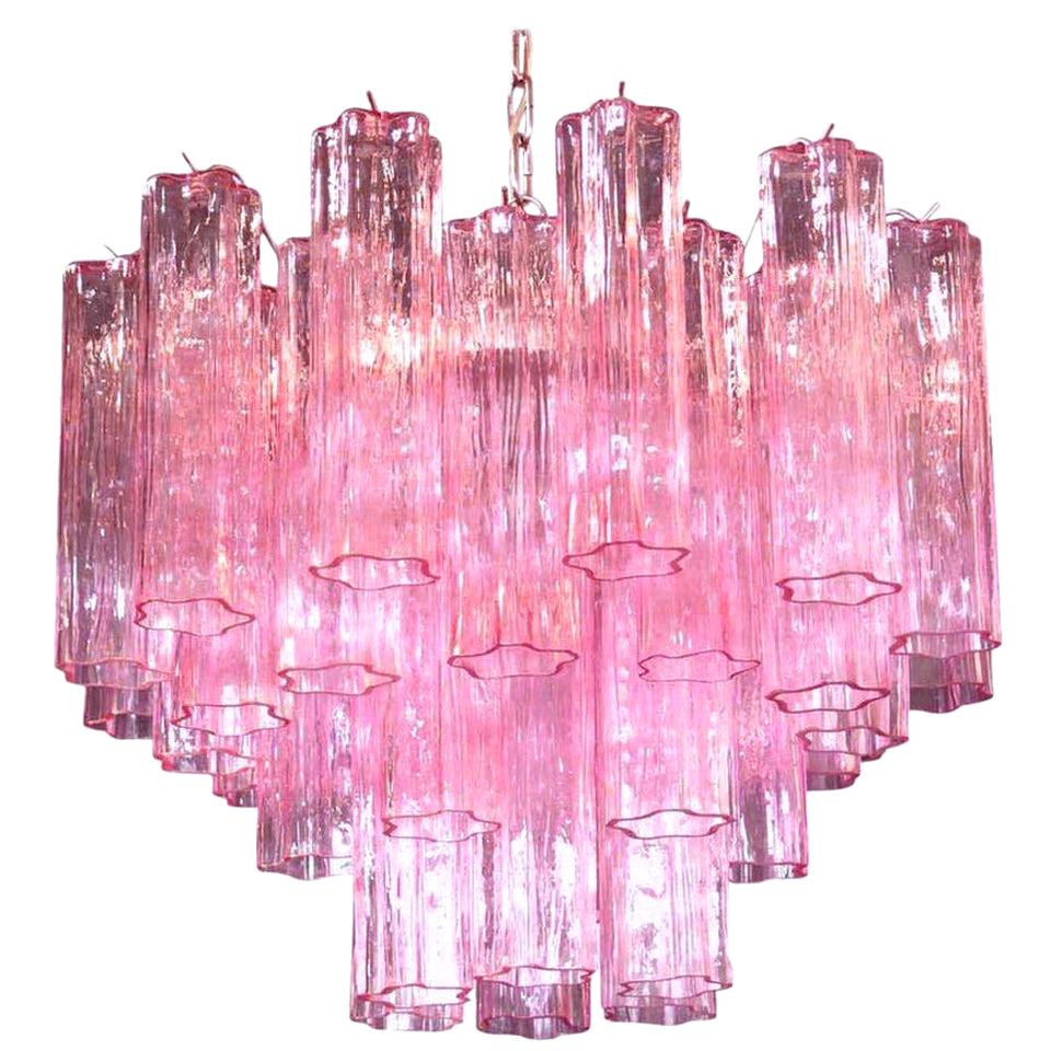 Graceful Pink Tronchi Murano Glass Chandelier