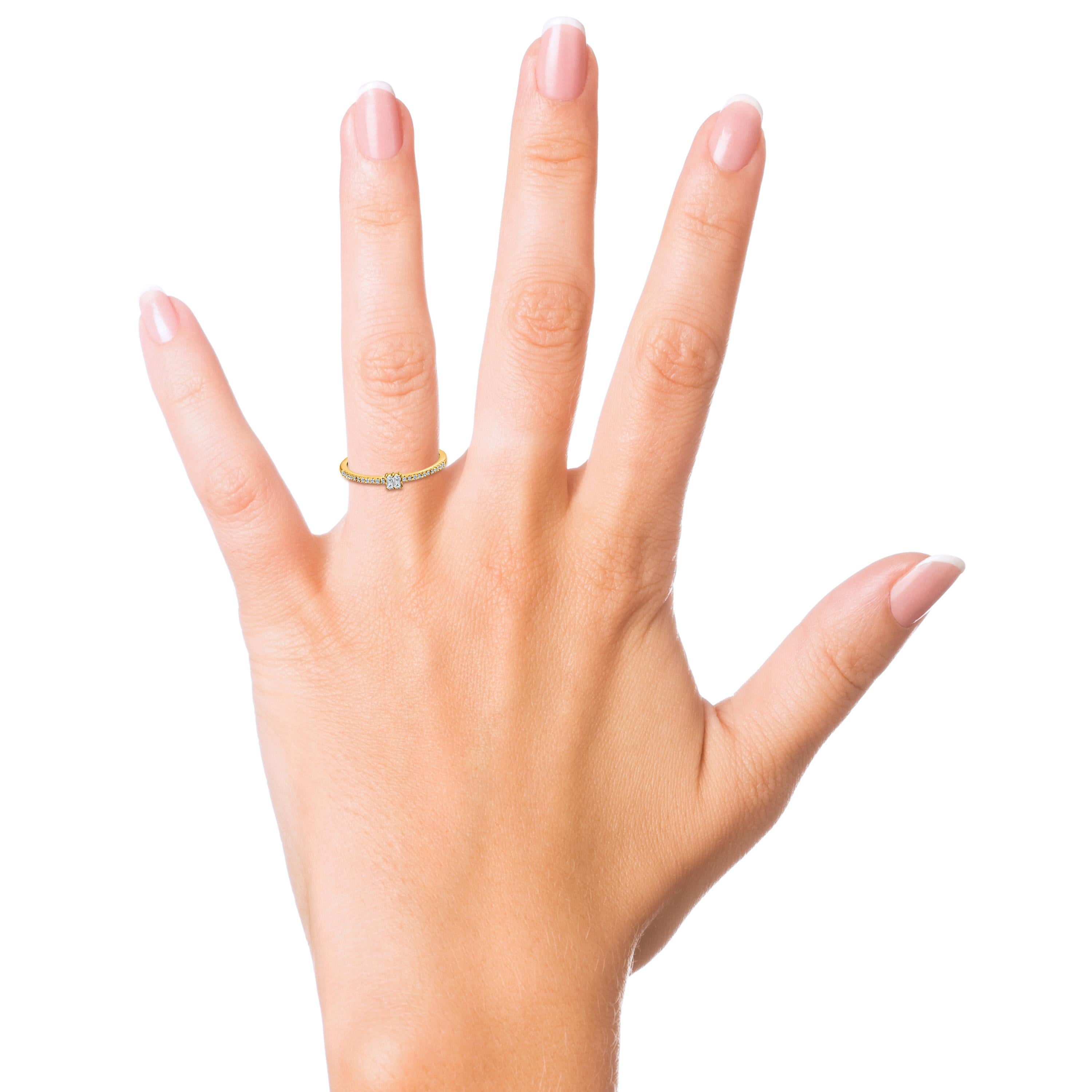 En vente :  Bague double baguette en or jaune 14 carats avec diamants 4